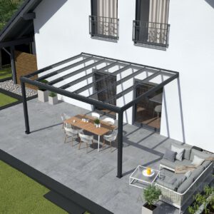 Premium Terrassenüberdachung Aluminium Massivplatten