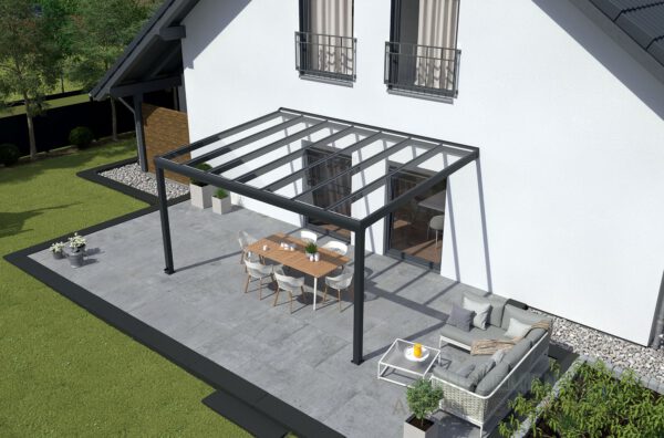 Premium Terrassenüberdachung Aluminium Massivplatten